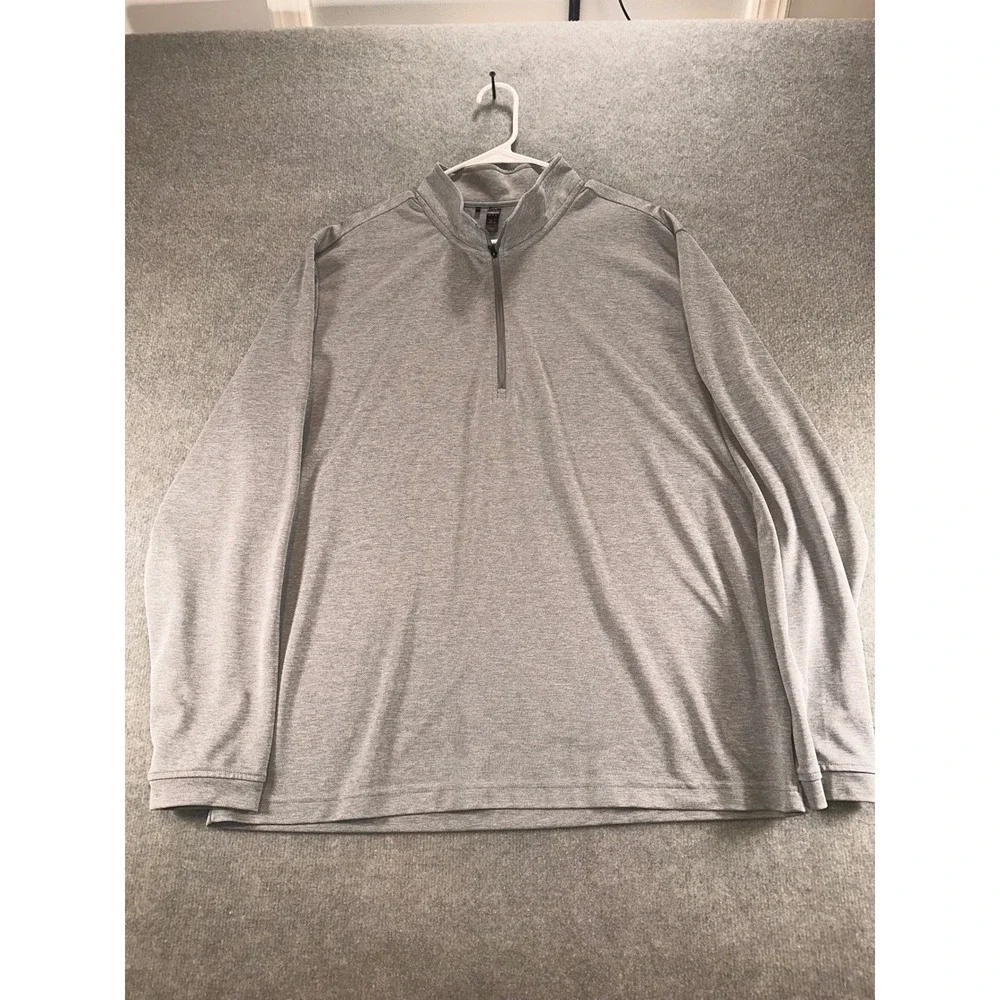 Adidas Mens XL Quarter Zip Pullover Heathered Grey Long Sleeve Athletic Top